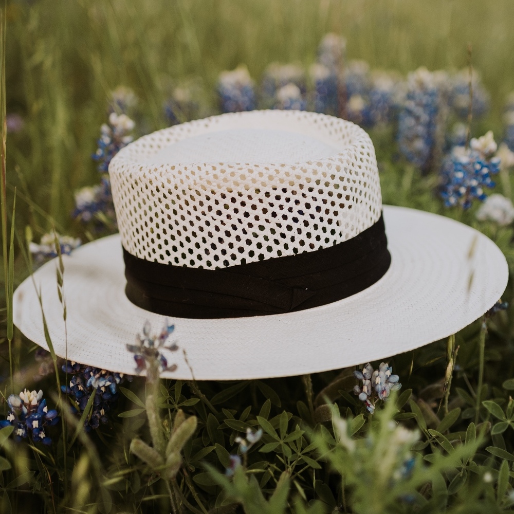 Black + White Wide Brim Summer Hat